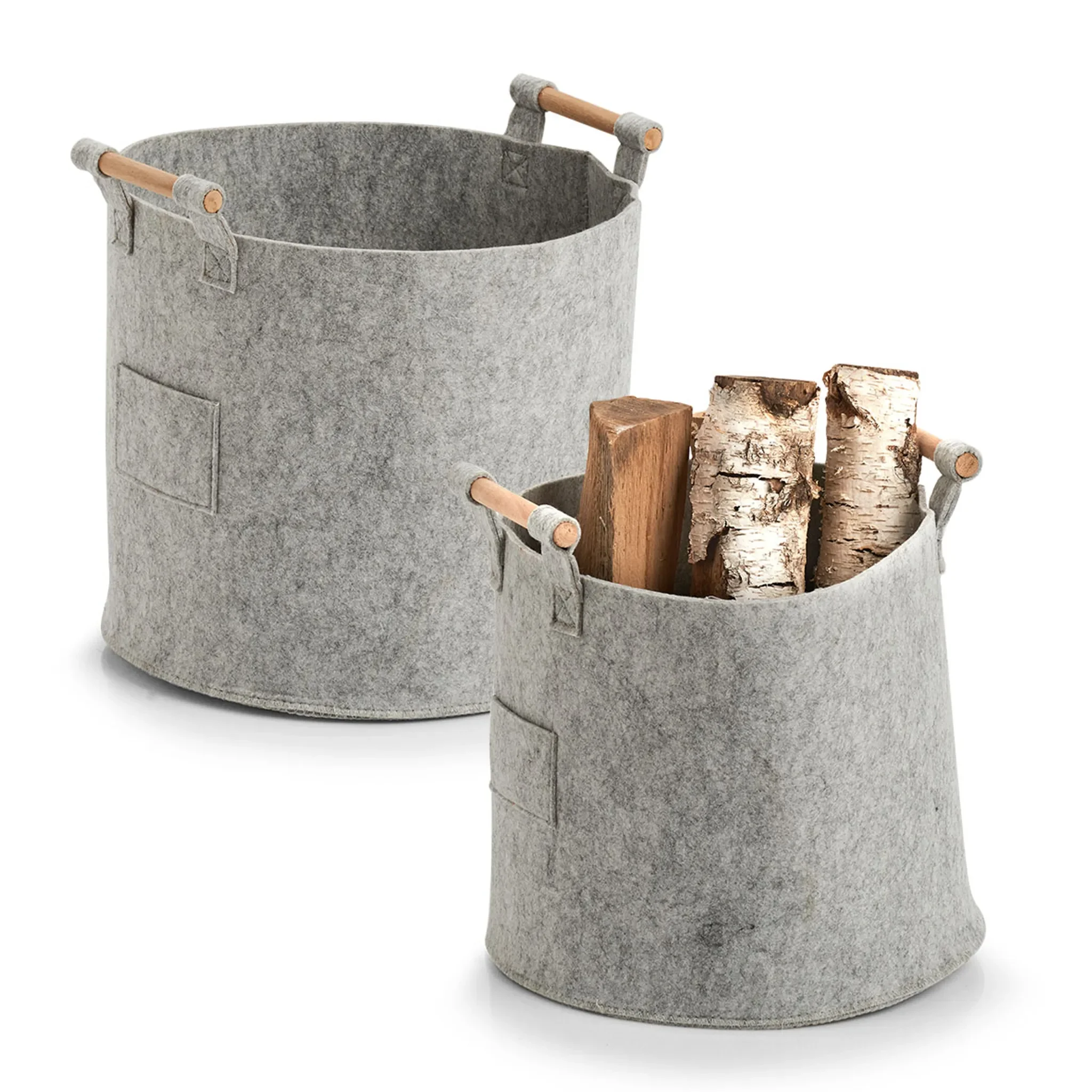 Filz-Aufbewahrungsbox rund – hellgrau, Ø 31 × 28 cm